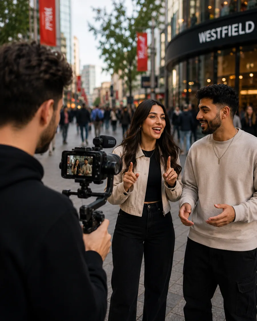 Creator-led content shoot in a London shopping district