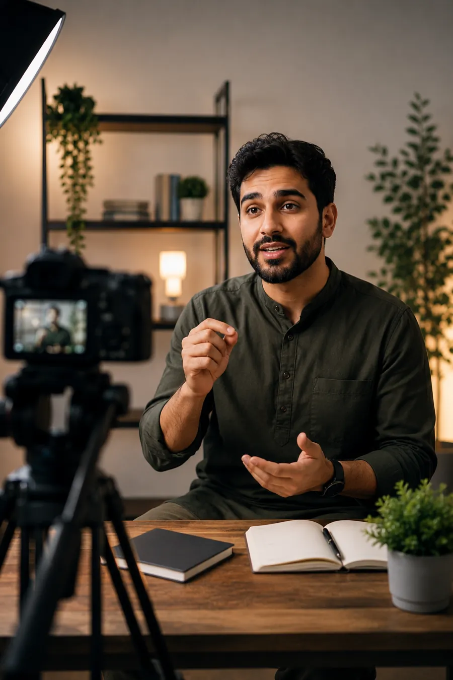 Vertical social video frame: an expert being filmed speaking to camera